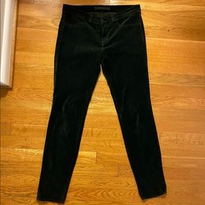 J Brand high-rise Maria velvet skinny jeans with dark forest color